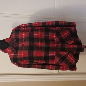 Shacket Red Black Plaid Size SP